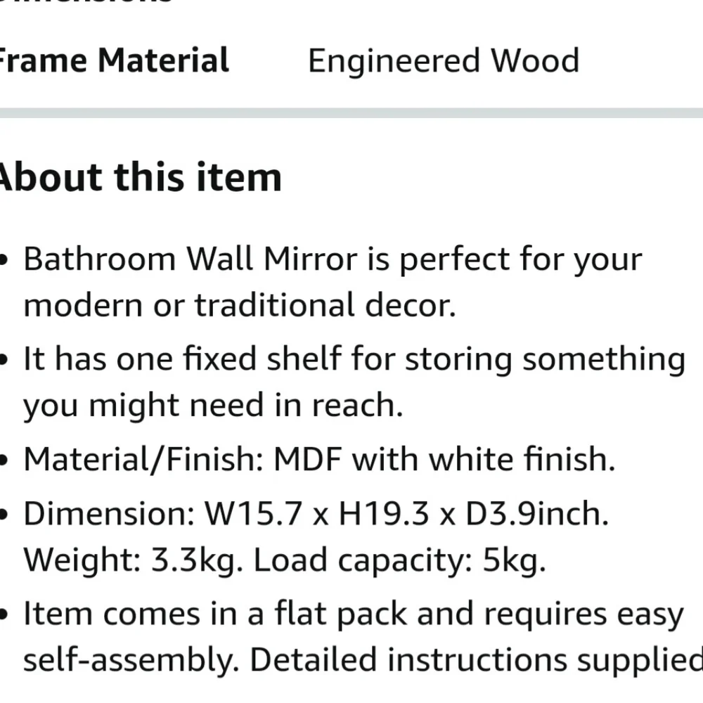 Haotian White Wall Mounted BathroomMirror with Shelf